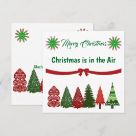 Festiva Tarjeta navideña Green & Red Merry para Árboles de