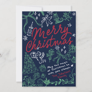 Festiva Tarjeta navideña Hand Draodle Merry