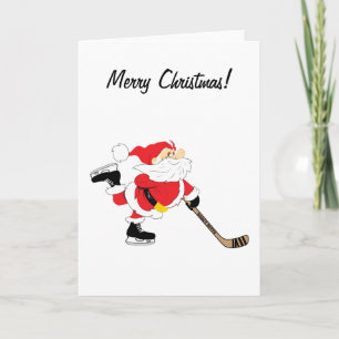 Festiva Tarjeta navideña Hockey Santa Merry