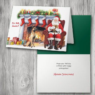Festiva Tarjeta navideña malinois de regalo de Santa María