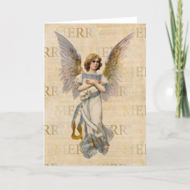 Festiva Tarjeta navideña Merry Angel Vintage