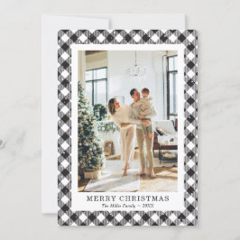 Festiva Tarjeta navideña Merry para foto de color negro y 