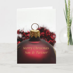 Festiva tarjeta navideña Merry para nieto y compañero