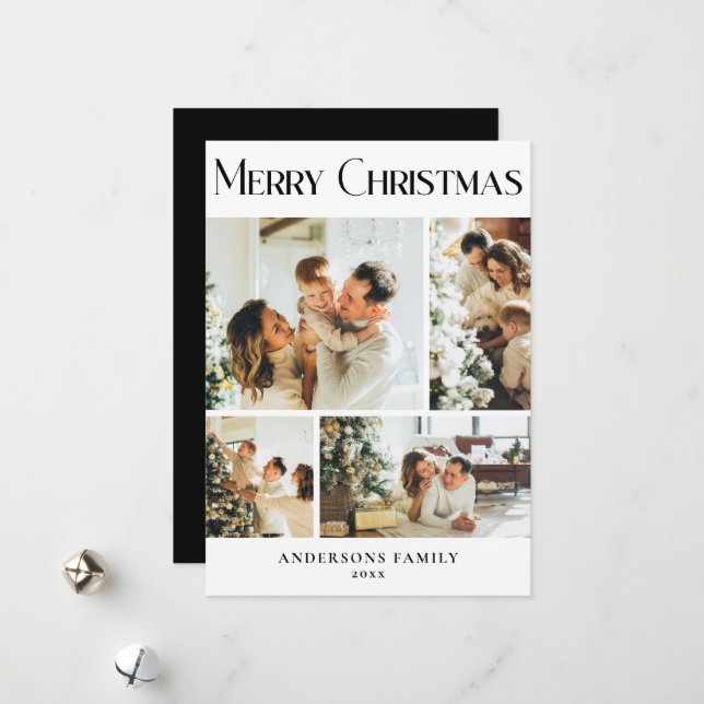Festiva Tarjeta navideña moderna de Collage de fotos con F (Anverso/Reverso In Situ)