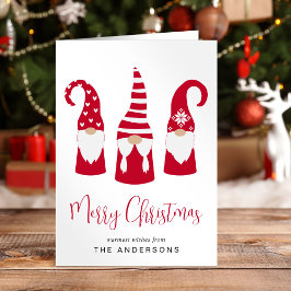 Festiva Tarjeta navideña navideña Red Gnomes