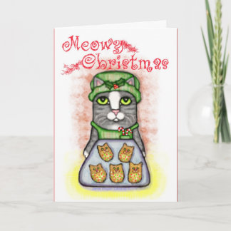 Festiva Tarjeta navideña para navidades Cookie Cat