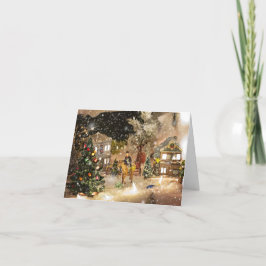 Festiva Tarjeta navideña para Navidades de aldea de nieve
