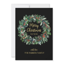 Tarjeta navideña para Navidades de color negro y o