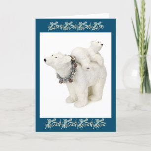 Festiva Tarjeta navideña para Navidades de oso polar y cac