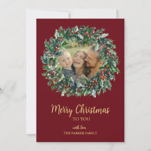 Festiva Tarjeta navideña para Navidades rojos y dorados