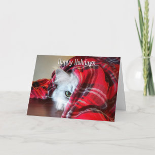 Festiva Tarjeta navideña Peeking Cat