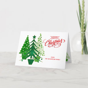Festiva Tarjeta navideña personalizada Merry con árboles