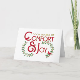 Festiva Tarjeta Navideña Plegable Holly Monogram Comfort a
