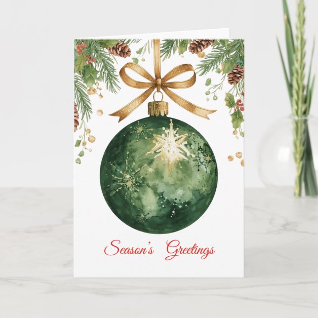 Festiva Tarjeta navideña plegada para el ornamento del árb (Anverso)