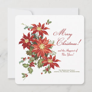 Festiva Tarjeta navideña Poinsettias para navidades