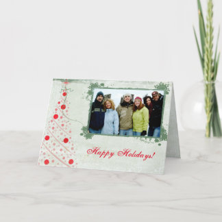 Festiva Tarjeta navideña Red Green Merry con tu foto