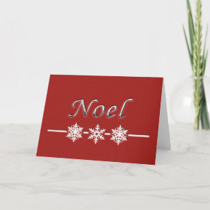 Festiva Tarjeta navideña Red Noel Snowflakes para navidade