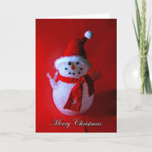 Festiva Tarjeta navideña Red Snowman Merry