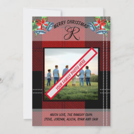 Festiva Tarjeta navideña roja al tartán negro en el clan e