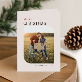 Festiva Tarjeta Navideña Roja y Negra Plegada con Foto de 