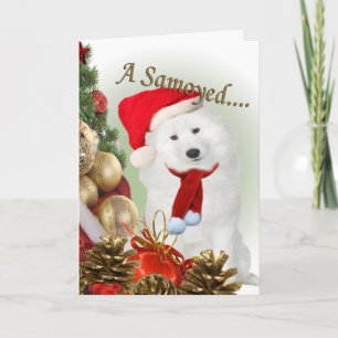 Festiva Tarjeta navideña Samoyed Merry