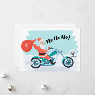 Festiva Tarjeta navideña Santa Biker para navidades