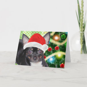 Festiva Tarjeta navideña Santa Chihuahua Mickey Angel Merr