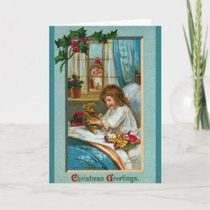 Festiva Tarjeta navideña Santa Peek Vintage