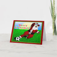 Tarjeta navideña Santa Soccer Merry