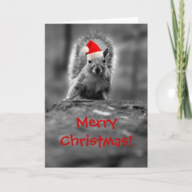 Festiva Tarjeta navideña Santa Squirrel (Anverso)