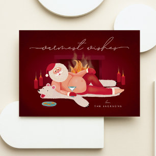 Festiva Tarjeta navideña Santa Warmest