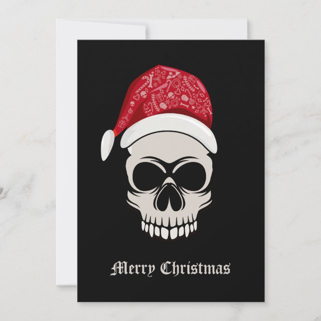 Festiva Tarjeta navideña Skull Santa Merry (Anverso)