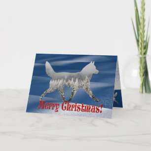 Festiva Tarjeta navideña Sled Dog Merry