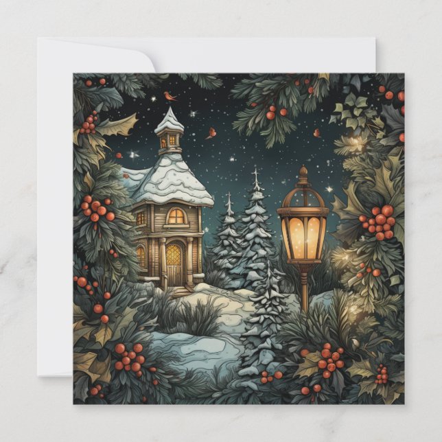 Festiva Tarjeta navideña tradicional para merry (Anverso)