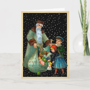 Festiva Tarjeta navideña victoriana de nieve