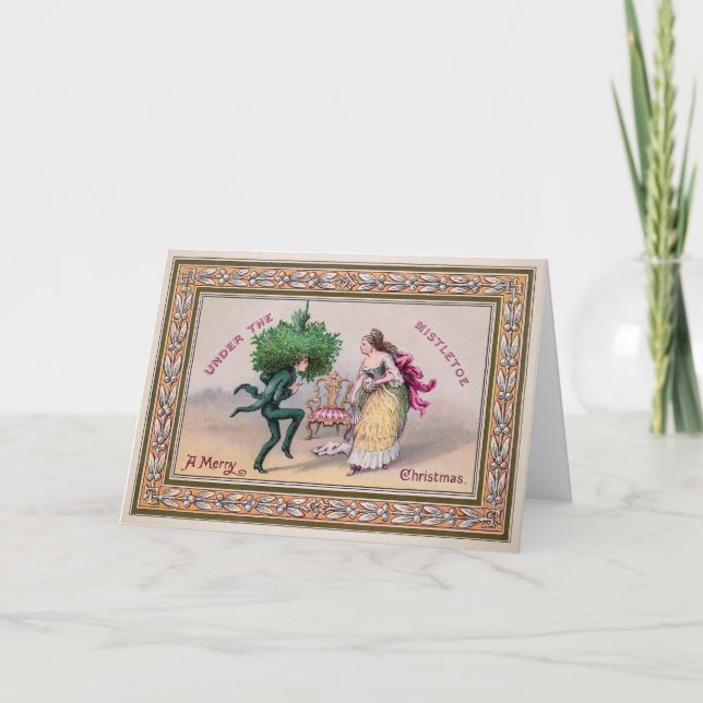 Festiva Tarjeta navideña victoriana Mistletoe (Anverso)