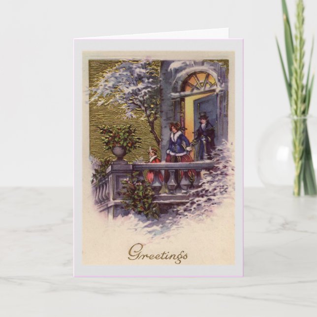 Festiva Tarjeta navideña vintage (Anverso)