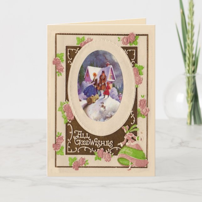 Festiva Tarjeta navideña vintage (Anverso)