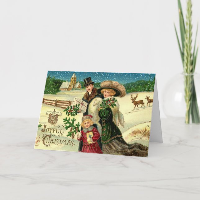Festiva Tarjeta navideña vintage (Anverso)