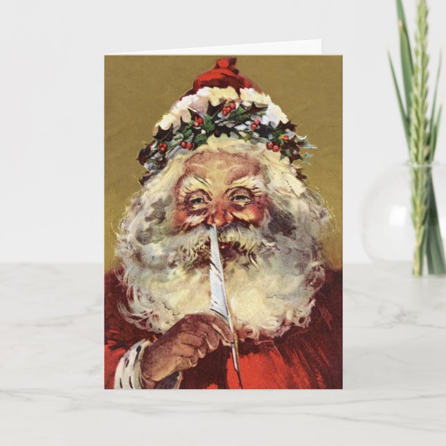 Festiva Tarjeta navideña vintage German Santa (Anverso)