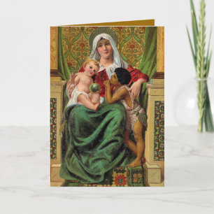 Festiva Tarjeta navideña Virgen del Niño Madonna