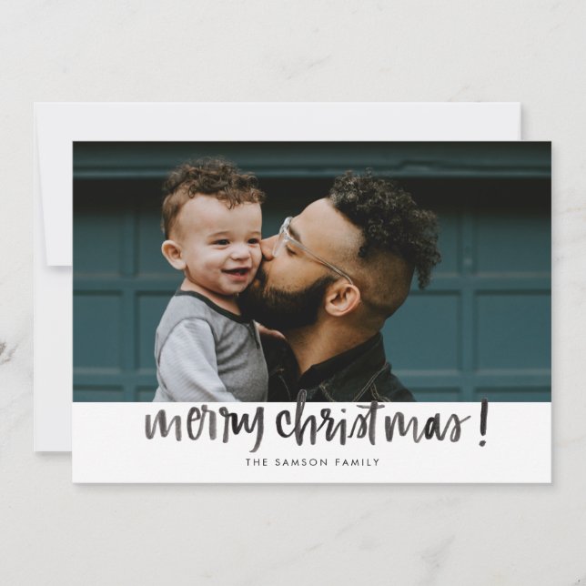 Festiva Tarjeta navideña Watercolor Merry (Anverso)