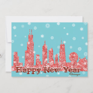 Festiva Tarjeta navideña WInter Chicago Skyline