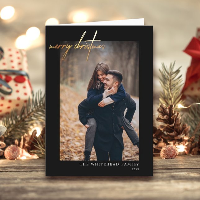 Festiva Tarjeta negra de oro navideña moderna (Subido por el creador)