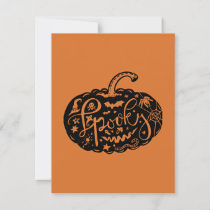 Festiva Tarjeta negra naranja de calabaza de Halloween
