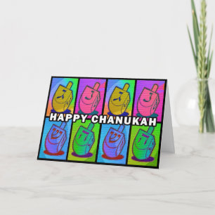 Festiva Tarjeta Neon Chanukah - paisaje
