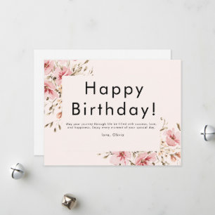 Festiva Tarjeta Neutral Elegante Floral Feliz Cumpleaños