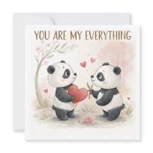 Tarjeta Panda romántica