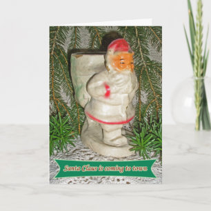 Festiva Tarjeta Papier Mache White Coated Santa Navidades
