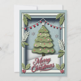 Festiva Tarjeta para Navidades 3d con árbol festivo y holl